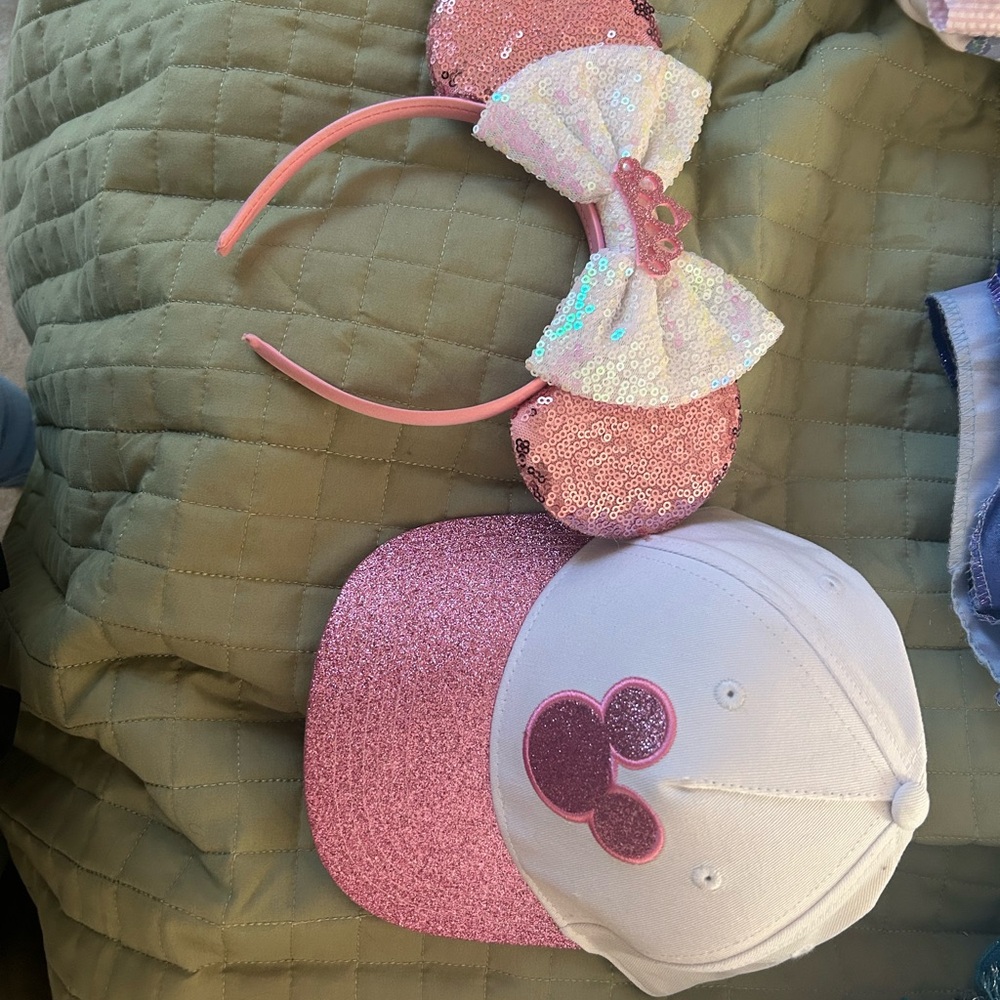 Pink Sequin Mouse Ears and Cap Set, Elsa costume, Pink Princess costume